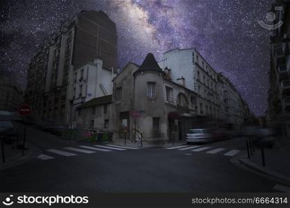 Paris at night under the light of the stars.