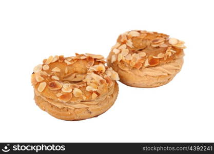 Paris Brest desserts isolated on white background