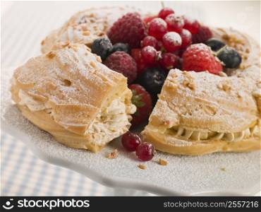 Paris Brest with Mixed Berries and Hazelnuts