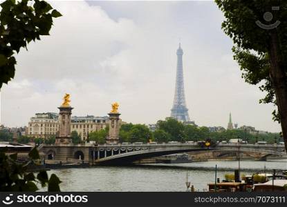 paris bridge with eiffel tower in the background, paris. france. paris bridge with eiffel tower in the background