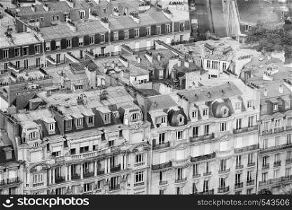 Paris buildings and skyline, aerial view from Eiffel Tower, France - Europe