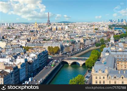 Paris cityscape and landmarks at summer day, France. Streets of Paris