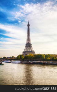 Paris cityscape with Eiffel tower in the morning