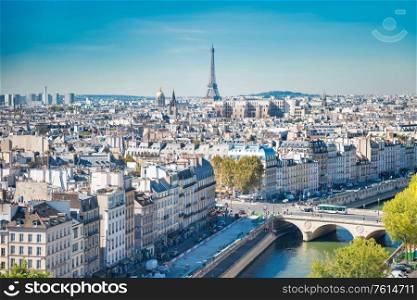 Paris cityscape with Eilffel tower and Paris city view