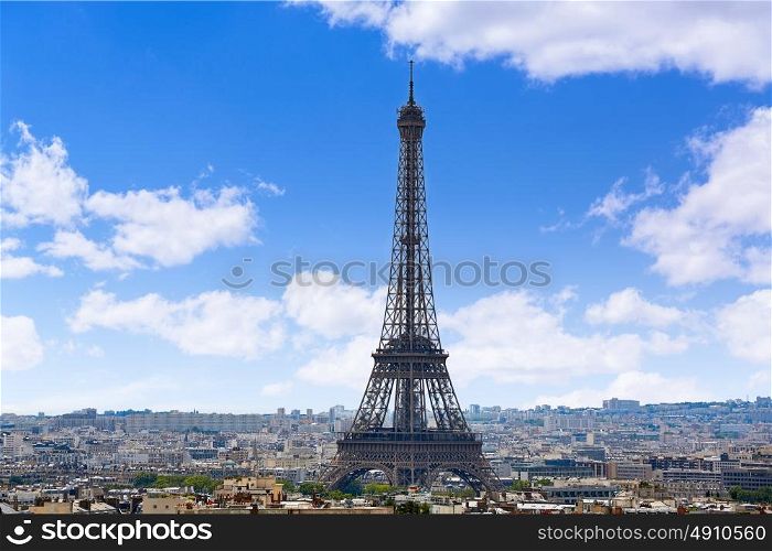 Paris Eiffel tower and skyline aerial view in France