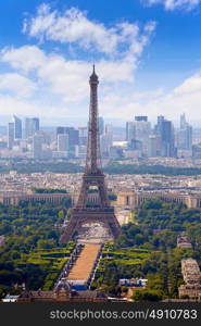 Paris Eiffel tower and skyline aerial view in France