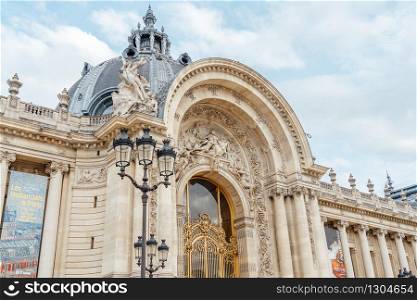 PARIS, FRANCE - APRIL 08, 2018: The Petit Palais, a large historic site, exhibition hall and museum located at the Champs Elysees in the 8th arrondissement of Paris, France.