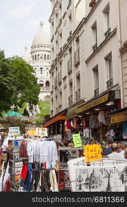 PARIS, FRANCE - JULY 28: Sacre Coeur Basilica in summer day. Large medieval cathedral. Basilica of Sacred Heart. Popular landmark, highest city point. July 28, 2013, Paris, France, Europe.