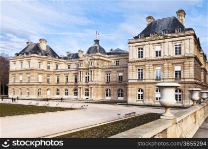 PARIS, FRANCE - MARCH 5: Luxembourg Palace in early spring in Paris on March 5, 2013. The palace was built as royal residence for Marie de Medicis in 1615