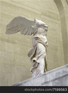 PARIS, FRANCE - MAY 05, 2016: Nike of Samothrace - Ancient Greek marble sculpture of the goddess Nicky