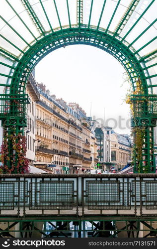 "Paris, France, Metro Access "Les Halles". The Rue du Pont Neuf in background"