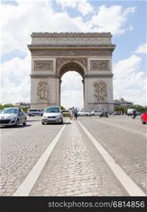 PARIS - JULY 28: Arc de triomphe on July 28, 2013 in Place du Carrousel, Paris, France. The monument to Napoleonic victory is a tourist attraction near the Louvre, Paris, 28 July 2013