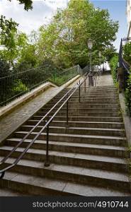 Paris Montmartre stairway stairs to reach Sacre Coeur