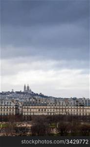 Paris - Montmartre view from Orsay Museum terrace during the arrival of a tempest