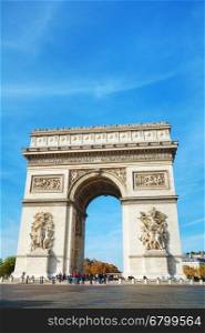 PARIS - NOVEMBER 1: The Arc de Triomphe de l'Etoile on November 1, 2016 in Paris, France. It's one of the most famous monuments in Paris and stands in the centre of the Place Charles de Gaulle.