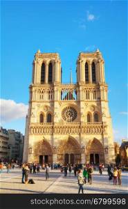PARIS - NOVEMBER 2: Notre Dame de Paris cathedral on November 2, 2016 in Paris, France. It's the finest example of French Gothic architecture and the largest and most well-known church buildings in the world.