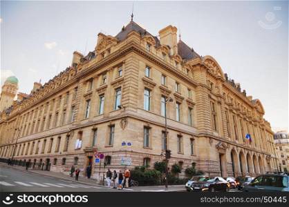PARIS- NOVEMBER 2: Paris-Sorbonne University building with people on November 02, 2016 in Paris, France.