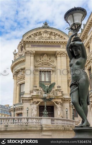 Paris residential buildings. Old Paris architecture, beautiful facade, typical french houses on sunny day. Famous travel destinations in Europe