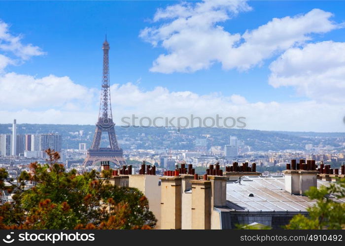 Paris skyline aerial from Montmartre in France