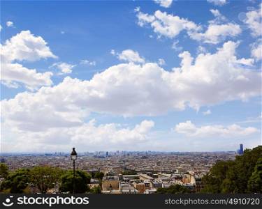 Paris skyline aerial from Montmartre in France