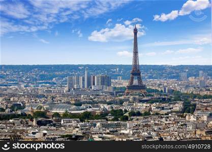 Paris skyline aerial from Montmartre in France