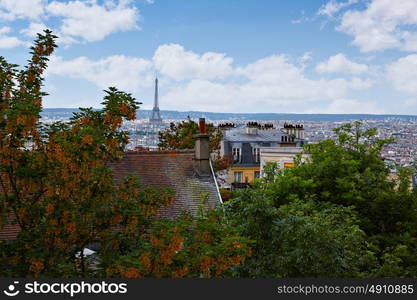 Paris skyline aerial from Montmartre in France