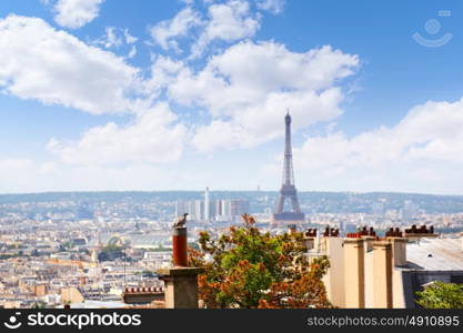 Paris skyline aerial from Montmartre in France