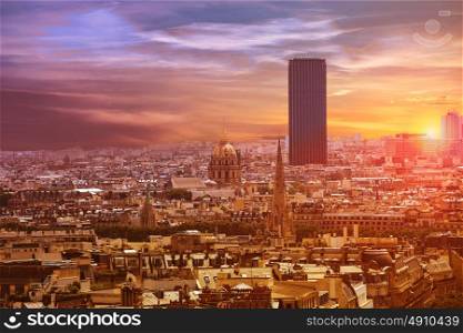Paris skyline aerial view in France