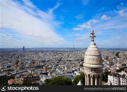 Paris skyline and Sacre Coeur Basilique in Montmartre at France