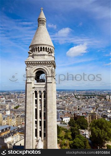 Paris skyline and Sacre Coeur Basilique in Montmartre at France
