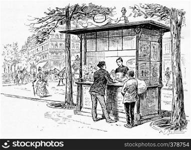 Parisian boulevards buffet, vintage engraved illustration. Paris - Auguste VITU ? 1890.