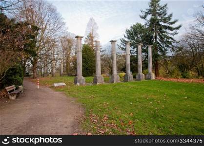 Park and columns in Aachen, Germany