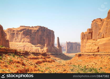 Park Avenue overview at the Arches National park in Utah, USA