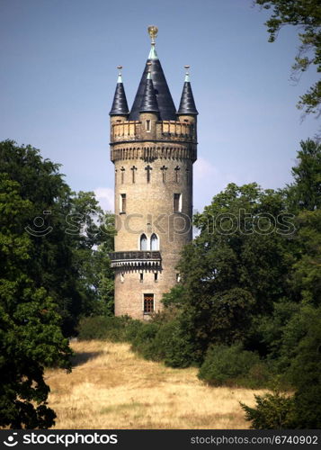 Park Babelsberg-Flatowturm-gross. Flatow Tower in Babelsberg Park, Potsdam, Germany
