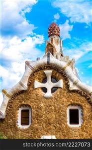 Park Guell by architect Gaudi in a summer day  in Barcelona, Spain.
