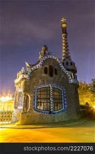 Park Guell in Barcelona, Spain in a summer night