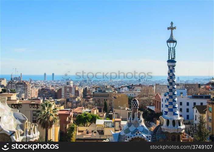 park guell tourist attractions in Barcelona, ??Spain.