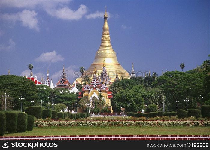 Park in front of a pagoda, Shwedagon Pagoda, Yangon, Myanmar