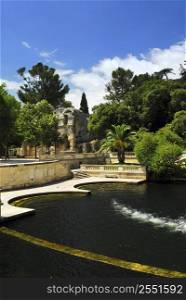 Park Jardin de la Fontaine in city of Nimes in southern France