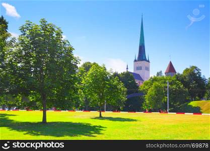 Park near Old town of Tallin, Estonia
