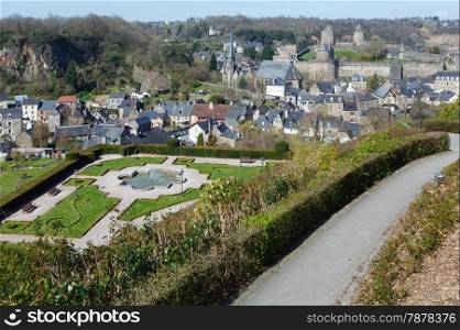 Park near the Chateau de Fougeres (France). Spring view. Build in XII-XV century.