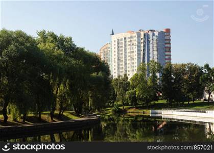 Park on the Svisloch River in Minsk, Belarus