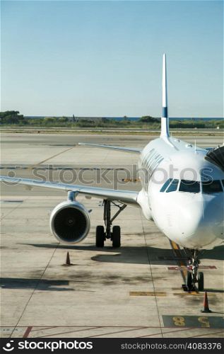 parked aircraft ready to pick up tourists