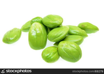 Parkia speciosa beans isolated on white background