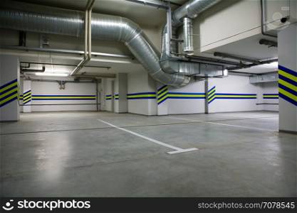 Parking in a cellar of a modern building