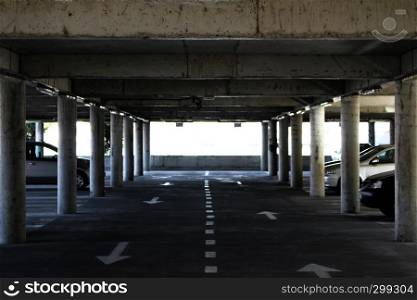 Parking lot in basement of a mall