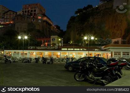 Parking lot in front of a building, Piazza Marinai d?Italia, Sorrento, Sorrentine Peninsula, Naples Province, Campania, Italy