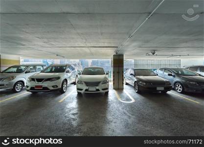 parking lot of high building