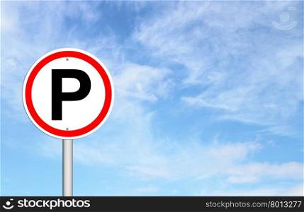 Parking sign over blue sky blank for text
