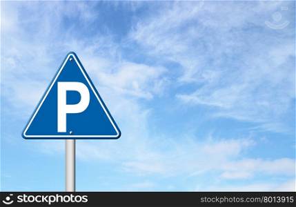 parking sign with blue sky blank for text